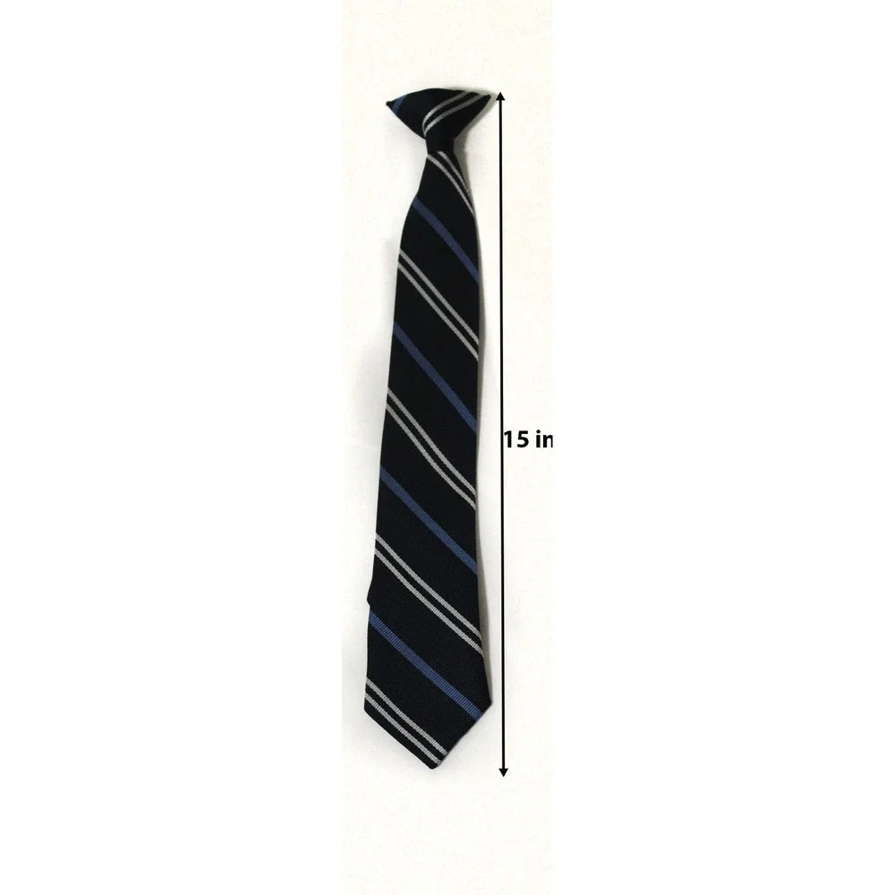 Little Boys Navy Blue Striped Clip-On Necktie 15 Inch